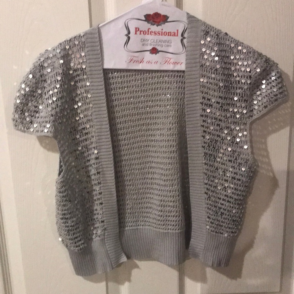 Small BCBG Gray/Silver Sequins Shrug